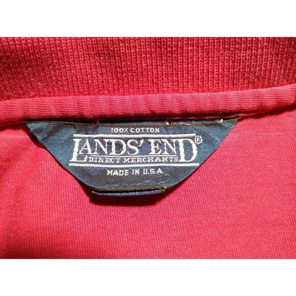 Vintage '90s Men's Lands End Polo Shirt Red Size Large MADE IN USA - Picture 3 of 6